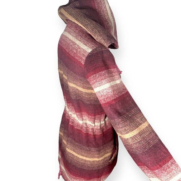 JACK BY BB DAKOTA Wool Blend Hooded Coat Zip Jacket Drawstring Ombre Red Small - Picture 8 of 16